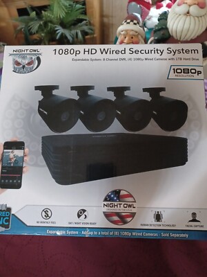 New Night Owl 1080p HD 4 Cameras 1TB 8 Channel Wired Security System Black