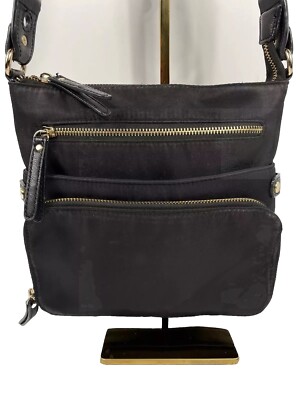LA DIVA Black Nylon Crossbody Shoulder Handbag w/Adjustable Strap