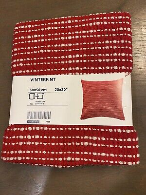 Ikea Cushion Pillow Cover Red White 20x20'' Vinterfint 405.654.45 New 100% Cotton