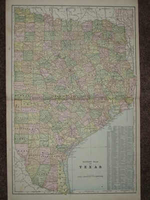 1901 TEXAS INDIAN TERRITORY OKLAHOMA ANTIQUE MAP Geo CRAM Atlas 22 x 15 Original