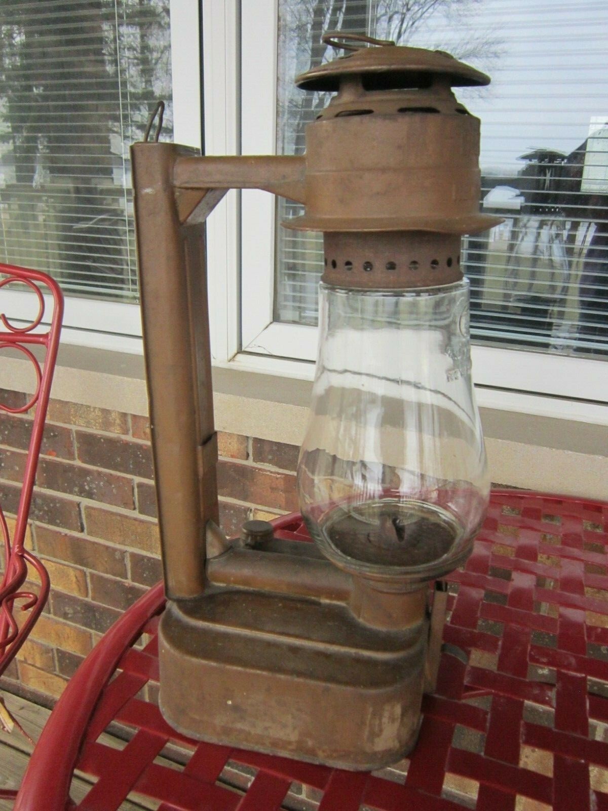 Rare Antique DIETZ 15 NEW YORK Side Lamp Wall Lantern & FITALL Glass Globe Vtg