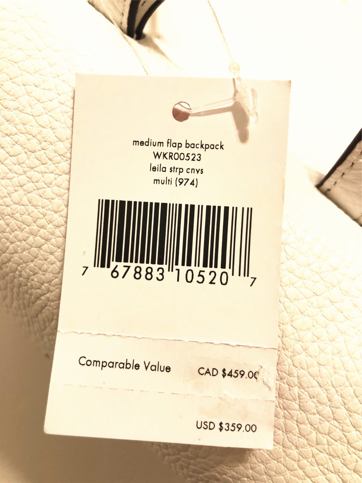 NWT KATE SPADE LEILA LEATHER STRIPE CANVAS MEDIUM FLAP BACKPACK BAG MULTI