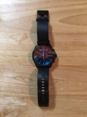 Used Diesel Mega Chief DZ4323  Iridescent Crystal Black Strap 52 MM Mens Watch