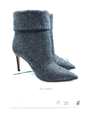 Paul Andrew Banner 85 Ankle Boots- Crackle Boucle Pewter, US 6 / EUR 36