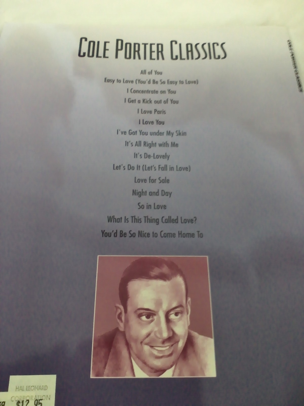 music book COLE PORTER CLASSICS C instruments & playalong CD