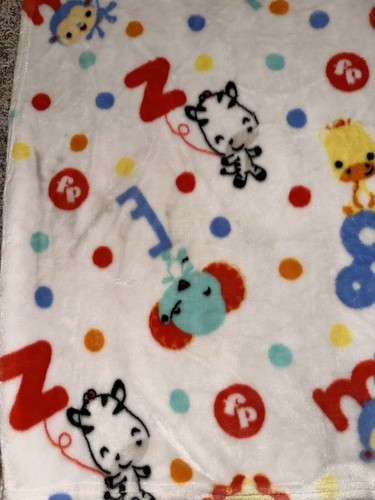 Fisher Price Baby Blanket Alphabet Zoo Animals Polka Dots Primary Colors Loveyrg