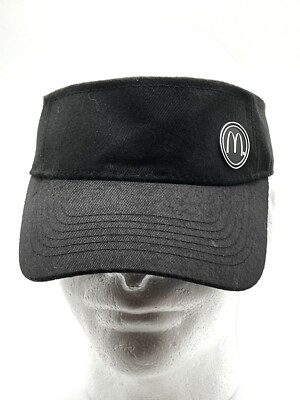 McDonalds Visor Hat Cap Adult Strap Back Black White Restaurant Employee OSFM