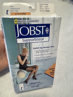 Jobst 8-15 Ultrasheer Support Compression Stockings 4.5-6.5 Knee Hi White New