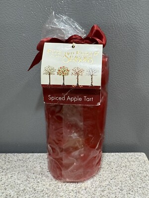 Vtg 2002 Fitz & Floyd For All Seasons Pillar Candle 6  Red Spiced Apple Tart NOS