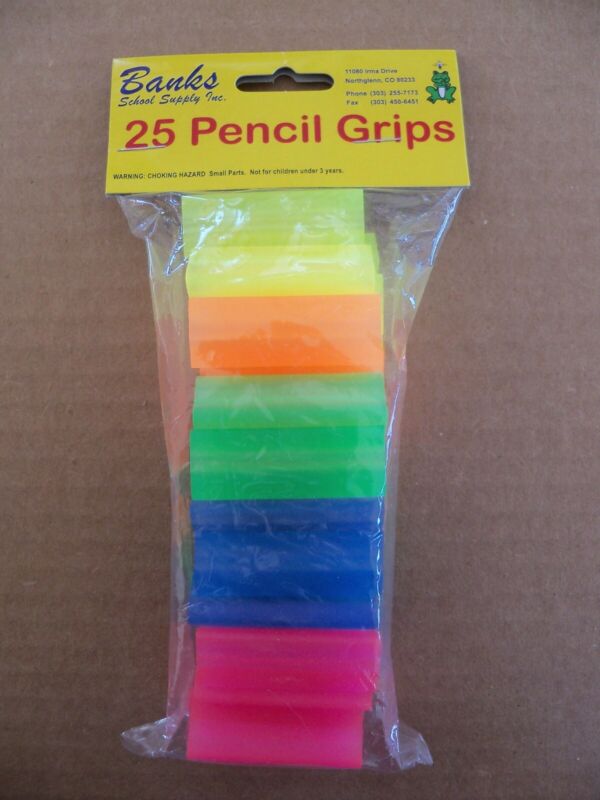25 Pack Triangle Style Multi-Color Pencil Grips - Fits Pencils, Pens, Crayons