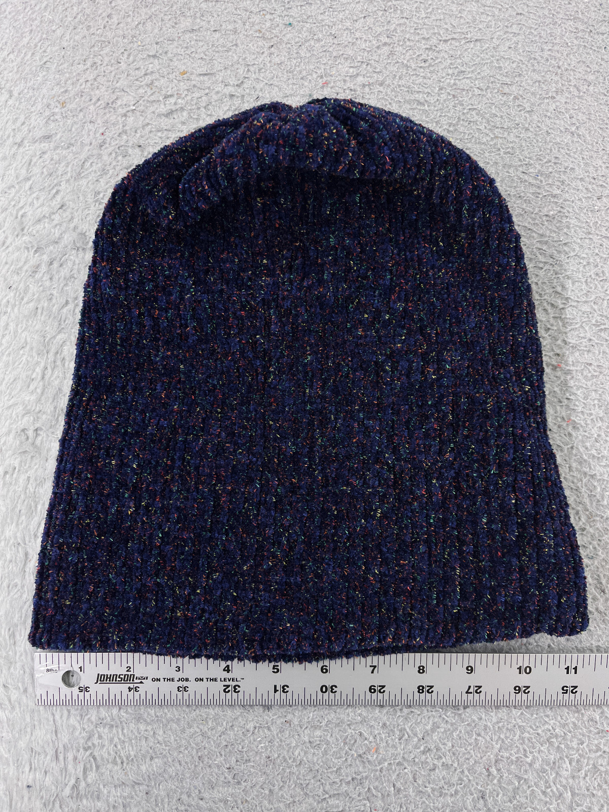 Beanie Toque Adult One Size Blue Speckled Confetti Knit