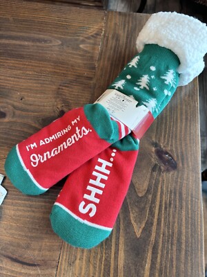 Hallmark Channel  Shhh...I'm Admiring My Ornaments  Slipper Socks - NWT