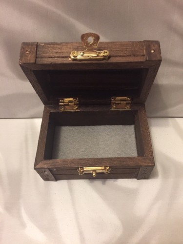 Gray Felt Lined Small Treasure Chest, Ring Bearer Box, Proposal/Engagement