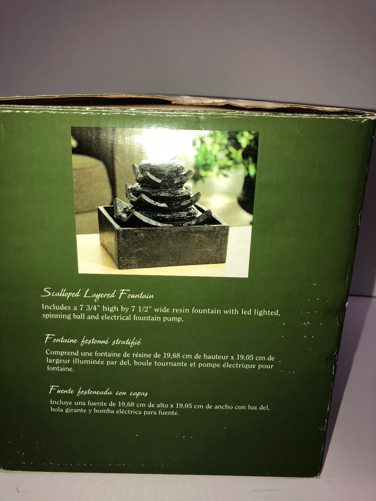 NEW! TRANQUIL ELEMENTS Tabletop WATER FOUNTAIN with Lighted LED Rotating Sphere