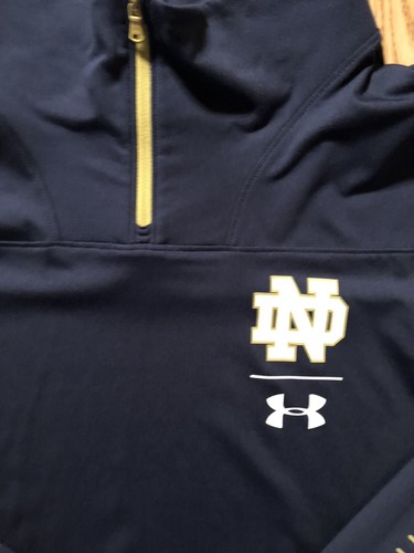 Notre Dame Football Team Issued Under Armour 1/4 Zip Jacket Xl Denson