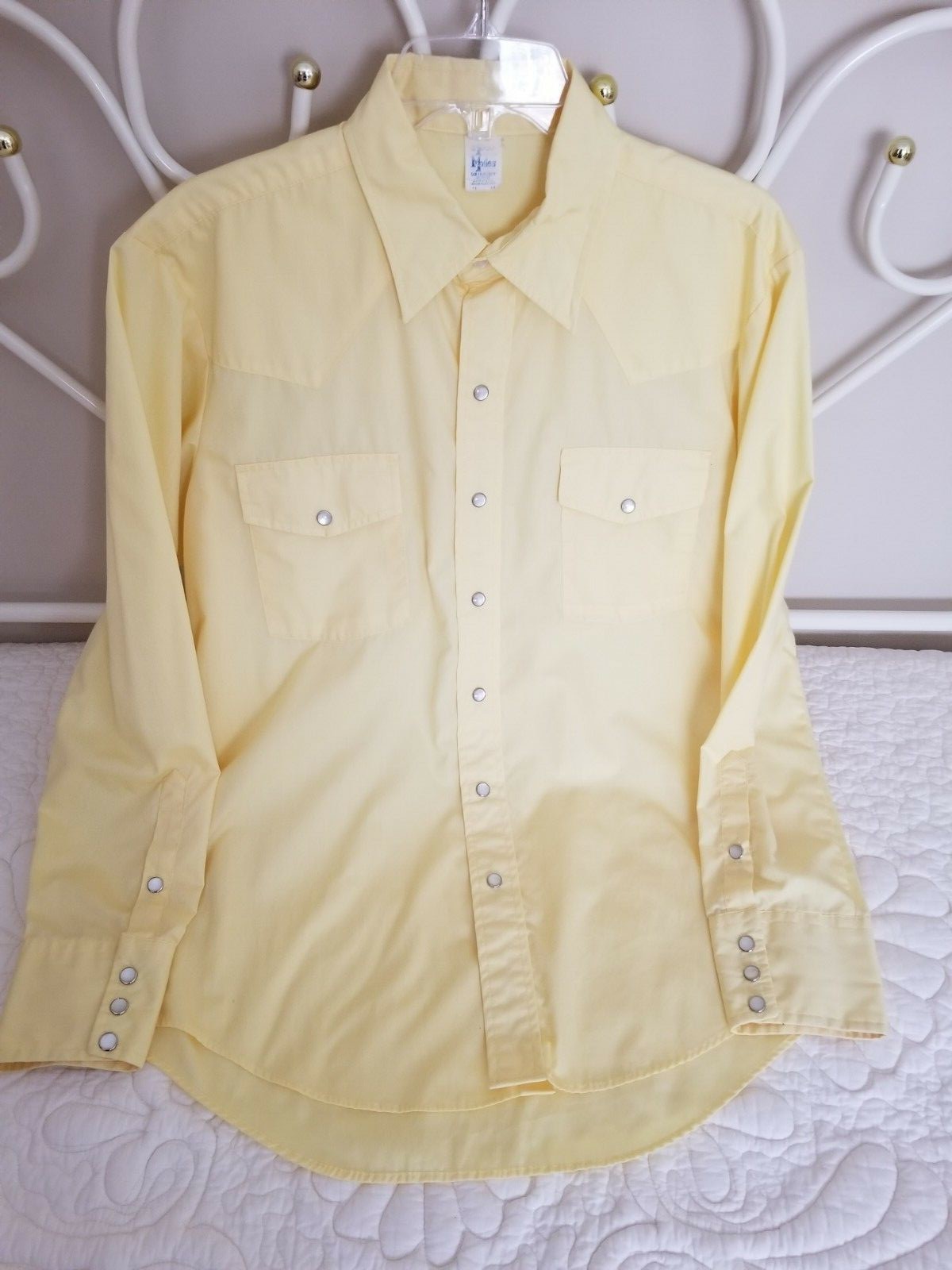 Mens Yellow Western Square Dance Shirt L 16/34