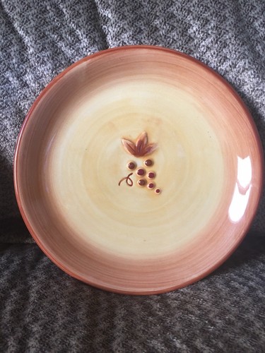 4 Fitz And Floyd Del Vino Grapevine Bread Plates Yellow Orange Trim Grapes FF 6”