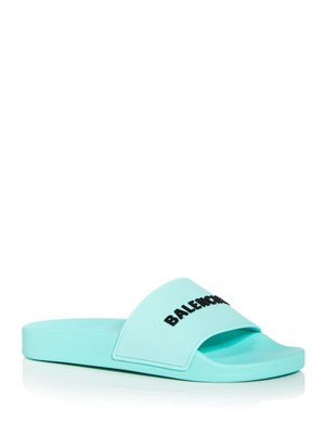 

BALENCIAGA Женские сандалии Aqua Logo Pool с круглым носком на платформе без шнуровки, 565547W1S80