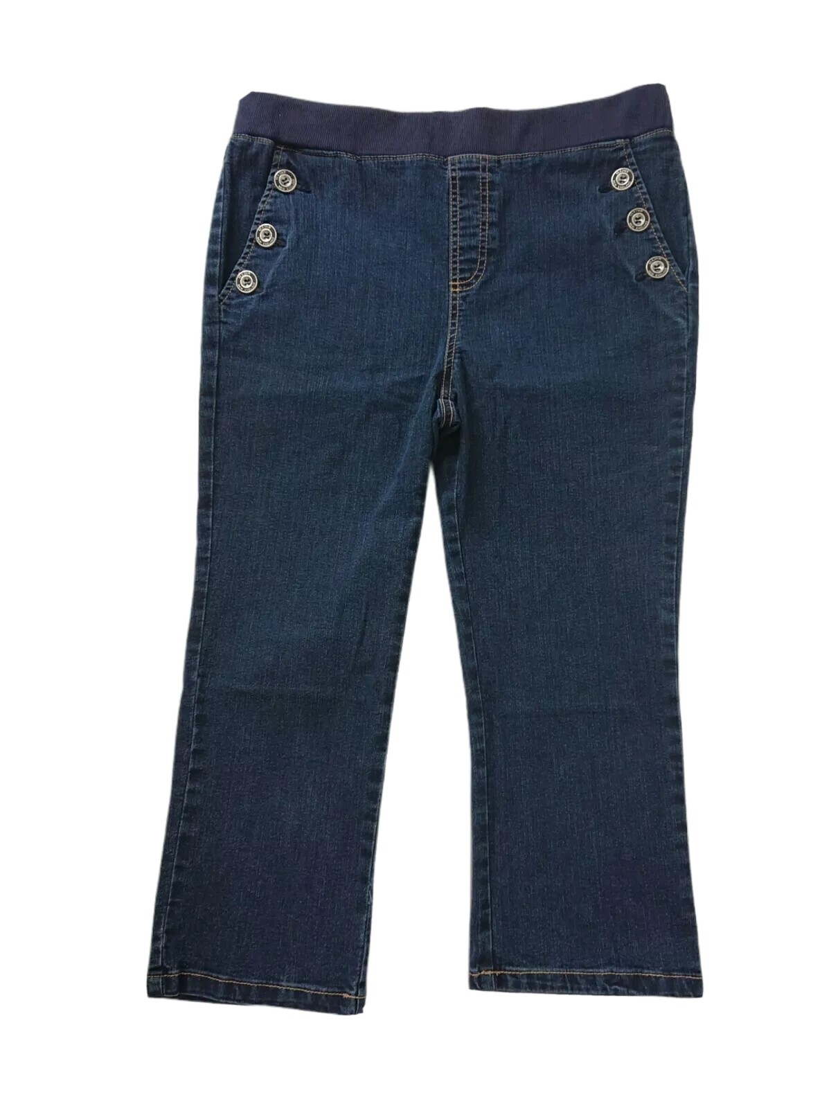 Womens Dark Blue Cropped Denim Jeans 