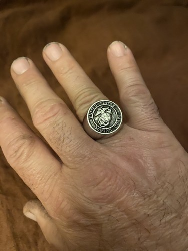 USMC MARINE CORPS RING USA BAGUE SIGNET SILVER PIN PATCH