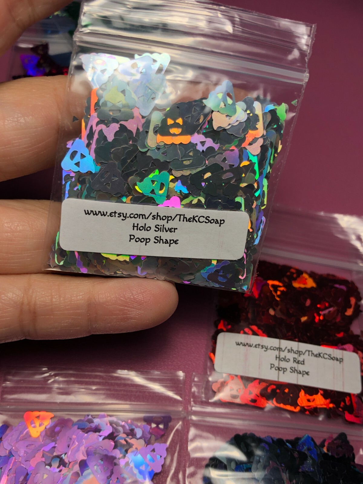 Solvent Resistant Holo Poop shape Glitter U Choose Color Nail Art Face Crafts