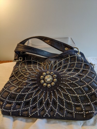 Zzfab Starburst Rhinestone Hobo Bag Bling Purse Dark Blue | eBay