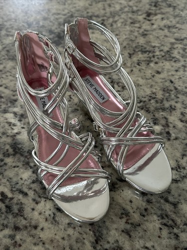 Steve Madden Youth Kids Silver Size 2 Formal Open Toe Wedge