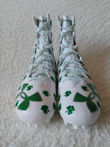 NEW Under Armour Lacrosse Cleats Clover LUCKY ST PATRICK GREEN WHITE 9.5