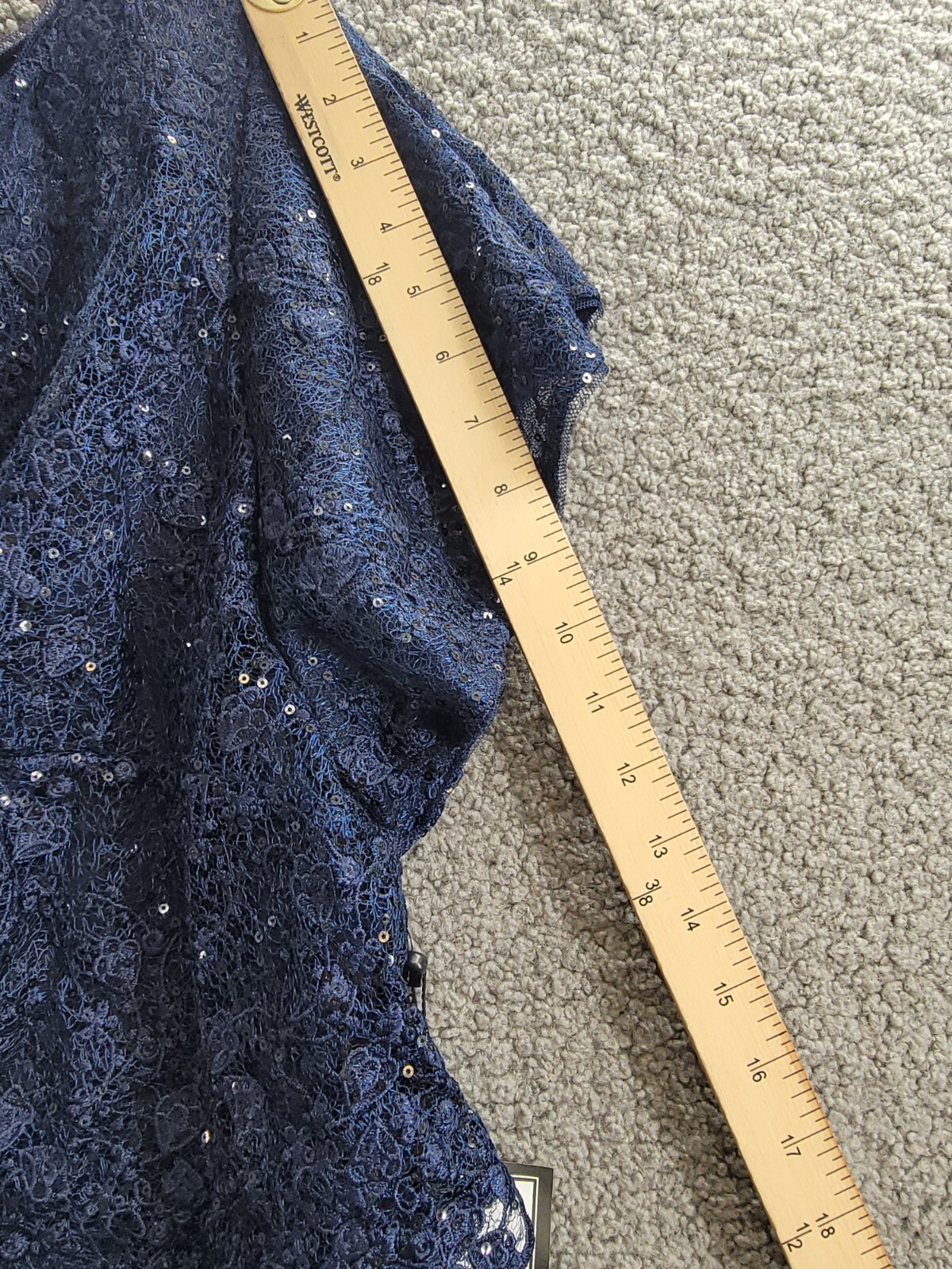 Adrianna Papell Sequin Guipure Lace Sheath Dress Women's 18W Navy Boat Neck~ - Picture 5 of 18