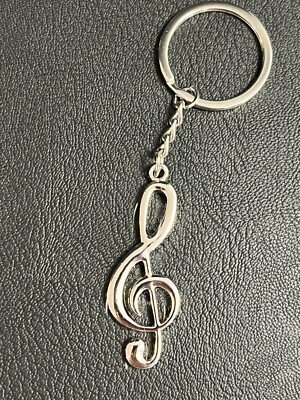 UNIQUE NEW SILVER TONE MUSIC NOTE KEY CHAIN - FREE SHIPPING!