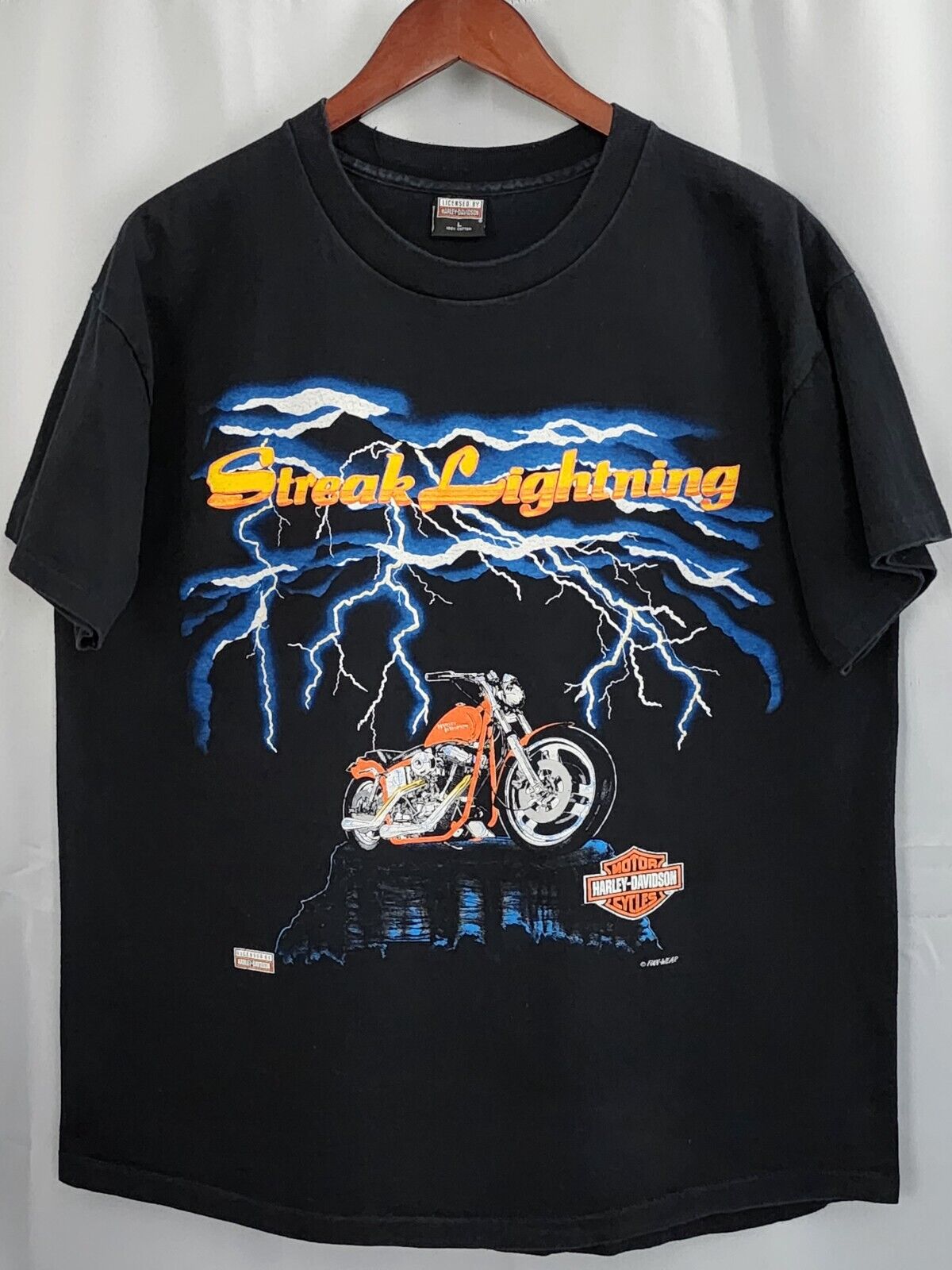 Vintage Harley Davidson T Shirt LIGHTNING PRINT USA Double Vintage Harley Davidson T Shirt LIGHTNING PRINT USA Double