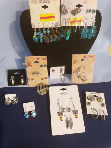 Jewelry Lot 31 Used Mudd Sonoma Icon Hoop Dangle Stud Earrings Junior Rhinestone
