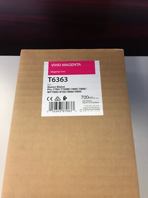 Genuine Epson T6363 700ML VIVID Magenta Ink Cartridge 9900, WT7900 9/2020 Sealed