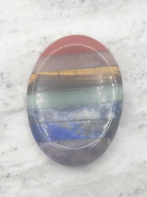 7 Chakra Worry Stone Natural Crystal On the Go Travel Pocket Gem