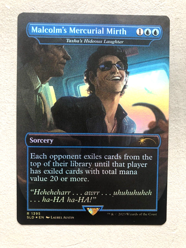 Mtg Magic Jurassic Park Ian Malcolm'S Mercurial Mirth Tasha'S Hideous  Foil