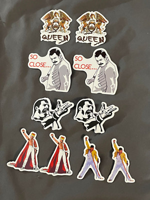 Lot of (10) QUEEN Freddie Mercury STICKERS 1 1/2'' to 2 3/4'' Brian May FAST! FREE