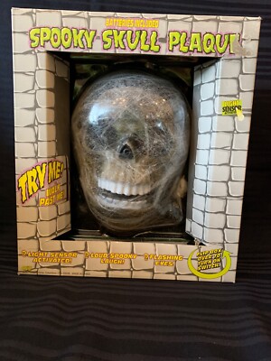 Halloween Spooky Skull Fright Frame Talking Light Sensor Activated Animated NIB