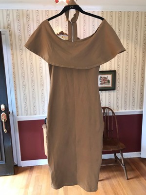 NWT Donna Mizani Bodycon Dress Fitted Stretch Brown 2 way Back Zipper Size M