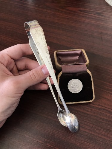 Antique 1800's Sterling Silver Sugar / Ice Tongs - Unknown Hallmarks - 47.6g