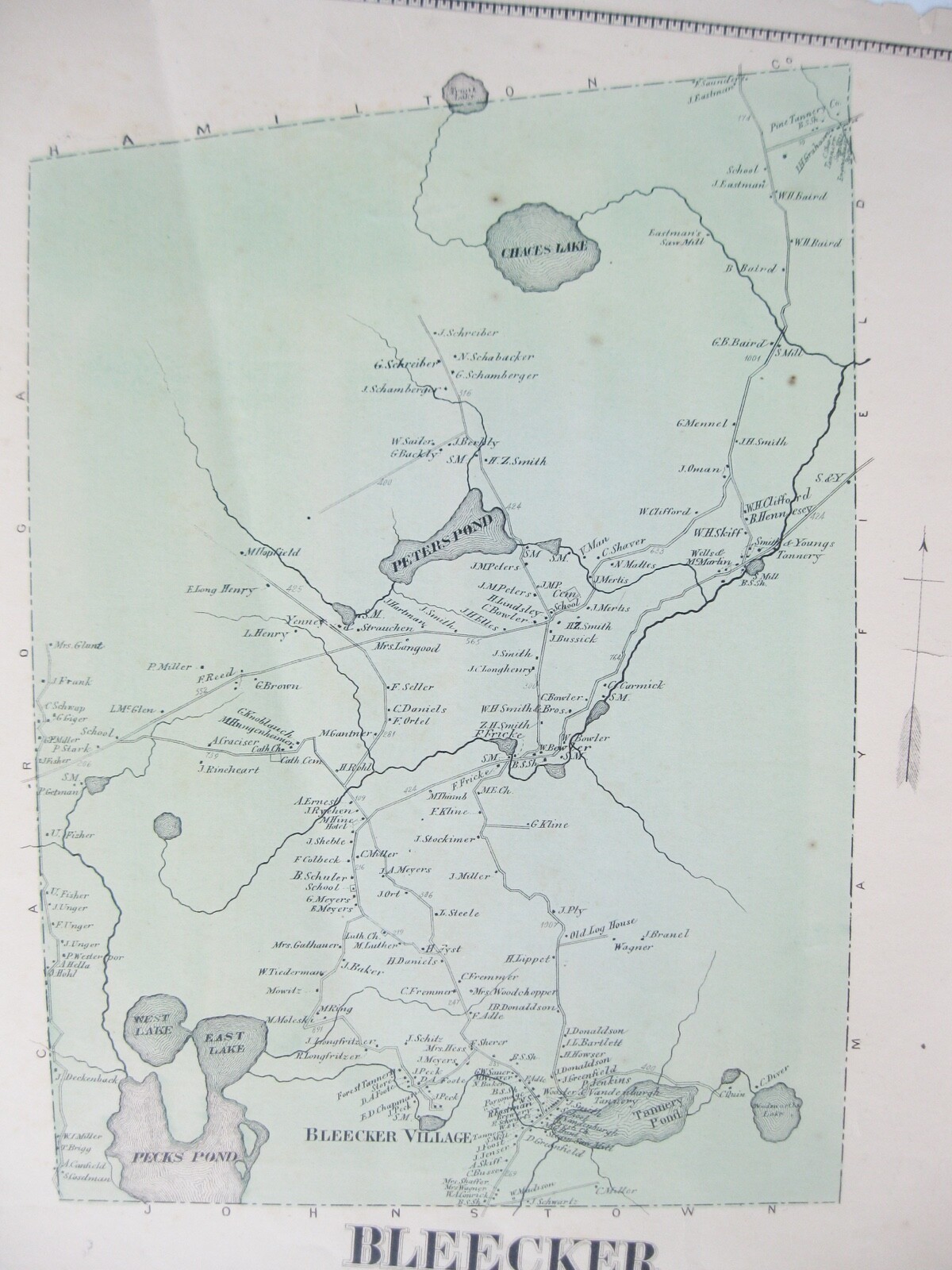 Vintage 1868 Map – Bleecker in Montgomery & Fulton Counties, NY