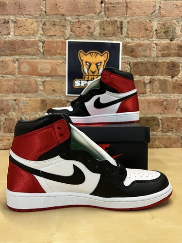 Pre-owned Jordan Nike Wmns Air  1 Retro High Shoes Satin Black Toe Cd0461-016 In Multicolor