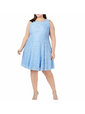 

CITY STUDIO Женское голубое платье длиной до колена без рукавов + расклешенное платье размера плюс 24 Вт, Light blue