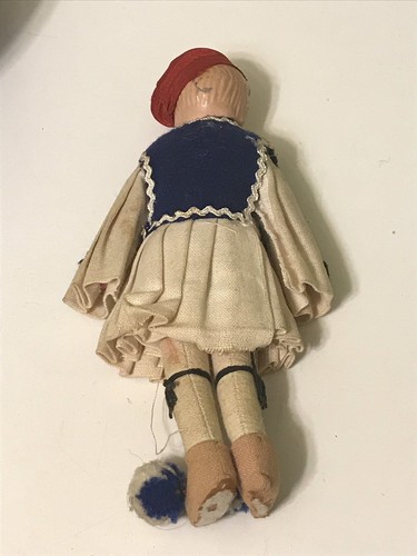 Antique Vintage Cloth Greek Kilt Boy Doll 8.5” Greece