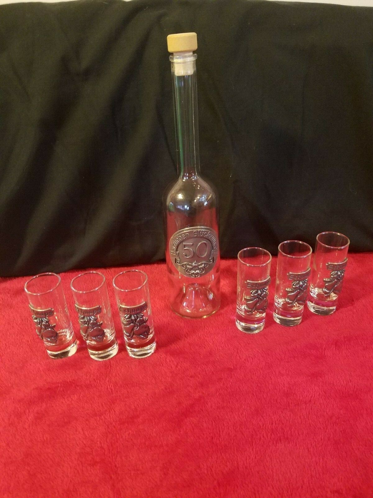 GERMAN HERZUCHEN GLUCKWUNSCH 50 GLASS DECANTER SET