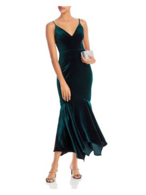 

AQUA FORMAL Женское зеленое вечернее платье макси с длинным платком на тонких бретелях, Зеленый