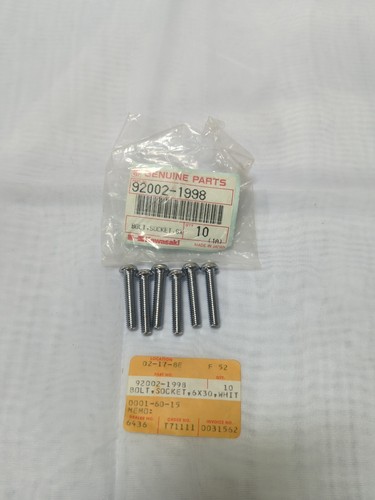 Kawasaki NOS NEW 92002-1998 Socket Bolt 6x30 ZX ZX600 Ninja Kawasaki NOS NEW 92002-1998 Socket Bolt 6x30 ZX ZX600 Ninja