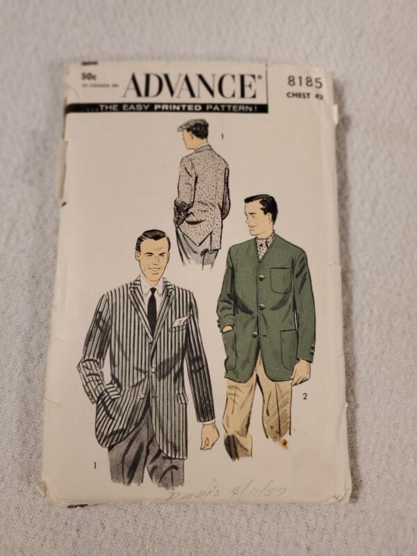 Vintage c1956 Advance Sewing Pattern No. 8185 ~ Men