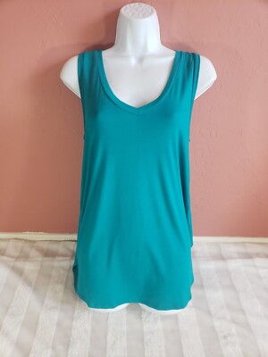 Freeloader Womens Tunic Top Teal Blue V Neck Sleeveless Oversized Hi Lo Hem M