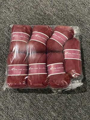 Ella Rae Classic Wool yarn, Color 305 Brick Red, 7 skeins same dye lot NEW