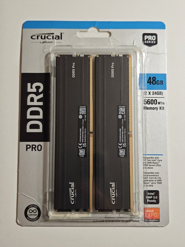Crucial Ddr5 Pro 48 Go / 2x24 Go 5600 Mhz @6000 Mhz Cl38 Amd Expo Corsair Gskill